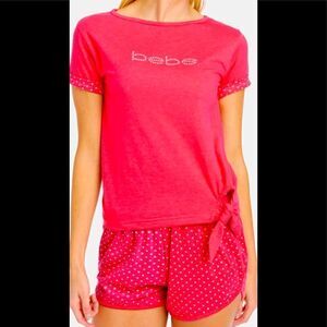 🔥🔥🔥NWT BEBE polkadot two-piece Shorts set or pj set . Super cute.